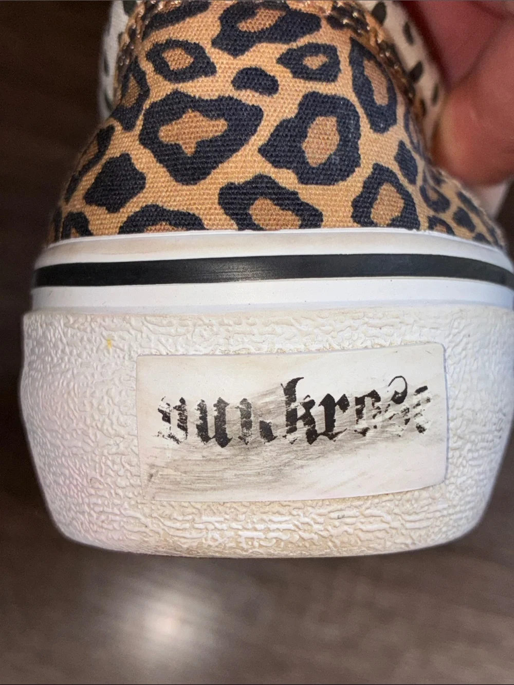 Y2K Punkrose (sketchers) Leopard Print Slip-On Sneakers in Tan and White7.5
